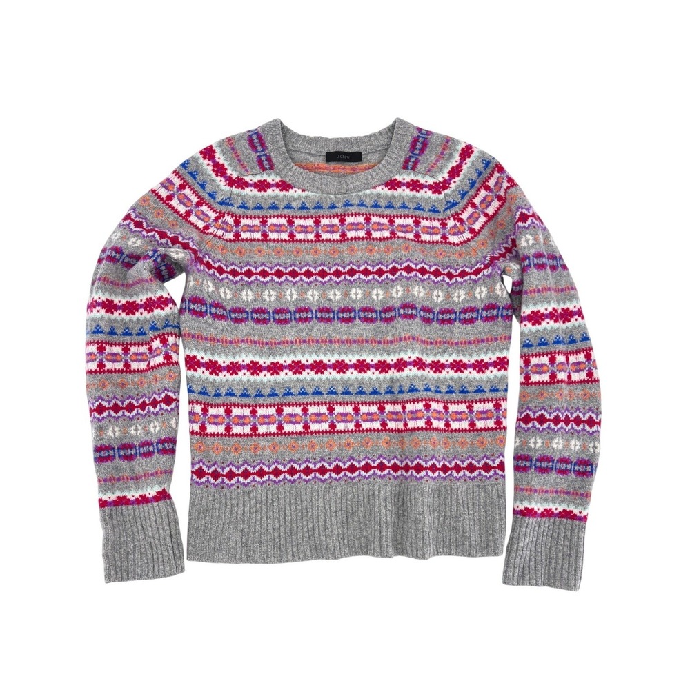 J. Crew Womens Wool Fair Isle Crewneck Sweater Multi‎ Color